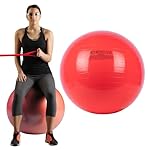 THERABAND Exercise Ball, Stability Ball with 55 cm Diameter for Athletes 5'1" to 5'6" Tall, Standard Fitness Ball for Posture, Balance, Yoga, Pilates, Core, & Rehab, Red