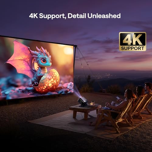 Aurzen BOOM mini Google TV 4K Supported Smart Projector with WiFi and Bluetooth, Outdoor & Home Movie Projector with 20W Speakers DoIby Audio, Real-Time Focus & Keystone, 500 ANSI Lumens, Black