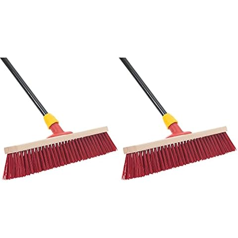 Novaliv 2X Strassenbesen mit Stiel 40 cm I Teleskopstiel ausziehbar I Elaston rot I Industriebesen Kehrbesen Gartenbesen Werkstattbesen Außenbesen Cover