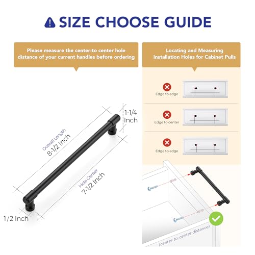 Image of Ravinte 20 Pack 7-1 /2 Inch Hole Center Solid Kitchen Cabinet Handles Matte Black Dresser Pulls Cabinet Drawer Pulls for Kitchen Cupboard Hardware