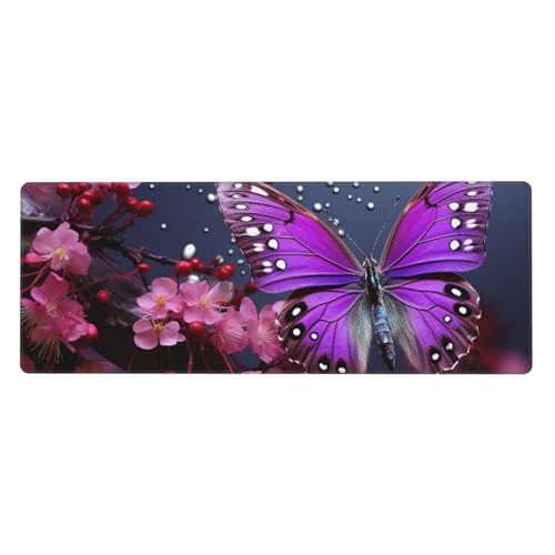 Tapis de souris de jeu long 80x30 cm grand tapis de souris violet prune pour ordinateur portable