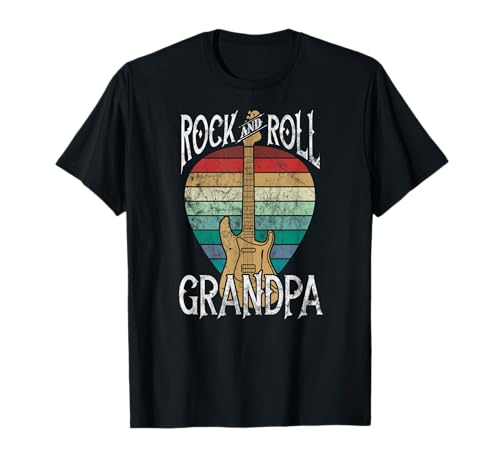 Rock n Roll Grandpa Vintage Guitar Player Music Lover T-Shirt