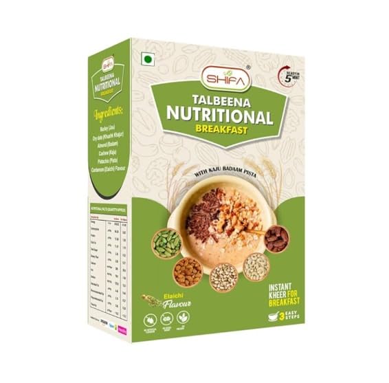 Image of Shifa Talbeena Nutritional Breakfast Elaichi Flavor with Kaju, Pista and Badam | Instant Healthy Kheer Mix with Barley, Dry Fruits | High Fiber, No Preservatives | 100% Natural | Ready in 5 Mins | 250g (Pack of 1)