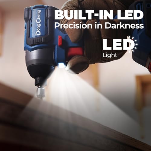 Image of Dong Cheng 20V 1 /4 inch Brushless Impact Driver, 1460 in-lbs Cordless Impact Driver, 2x 2.0Ah Batteries, 3-Speed, 4.9 inch Compact Impact Driver for Cabinetry, Deck Building & HVAC Installation
