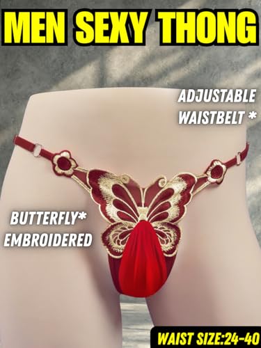 Mens Sexy Butterfly Thong Lingerie, Sissy Girly Femboy Panties, Flower Sheer Mesh, Low Rise G-String Underwear2
