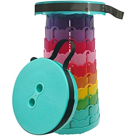 BOFA Eco Tableware Portable Telescopic Stool, Rainbow Folding Stool Camping Lightweight Stool Seat Retractable Plastic for Outdoor Camping BBQ Fishing Hiking Gardening Indoor, Maximum Load 387 LBS Cover