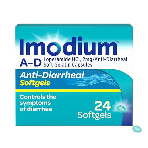 Imodium A-D Anti-Diarrheal Softgels with 2mg Loperamide Hydrochloride for Fast Acting Diarrhea Symptom Relief On the Go in Travel Size Softgels for Adults 12+ 24 Ct