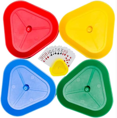 Juego de Cartas Titular,4 PCS Soporte Juego Cartas Póquer mano pequeña Soporte póquer de juego Triángulo de cartas Puesto Póquer Estante Soporte para Tarjetas Juego de Mesa