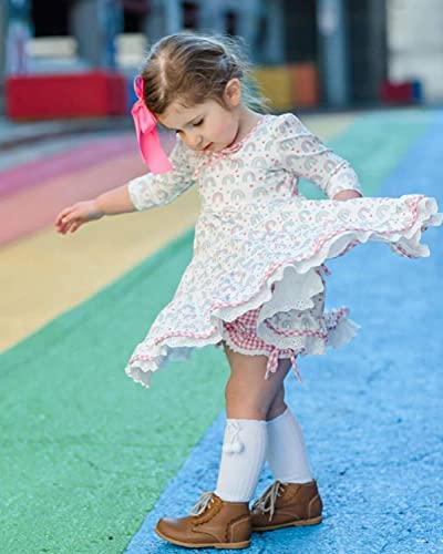 Jefferies Socks Girls Pom Pom Bow School Uniform Knee High Socks 2 Pair Pack3