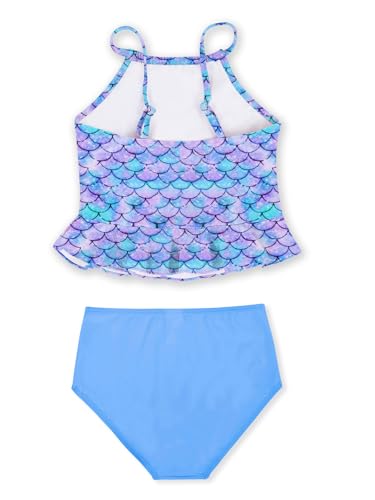 Image of Mafulus Girls 2 PCS Swimsuit Ruffle Cute Print Adjustable Spaghetti Strap Quick Drying Kids Bathing Suit 5-14Years