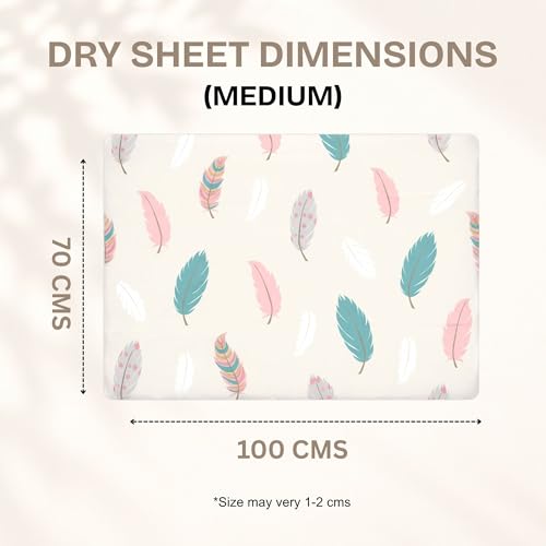 Image of Zikku Printed Dry Sheets for Baby Medium Size Soft |Comfortable |Extra Absorbency|Fast Dry (100x70 cm, Green, Leaf Print)