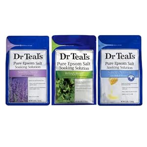 Dr. Teals Salt Bath Variety Gift Set (3 Pack, 3lbs Ea.) – Soothe & Sleep Lavender, Relax & Relief Eucalyptus & Spearmint, and Soften & Nourish Milk & Honey – Blended with Pure Epsom Salt