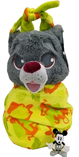 Disney Parks Babies Jungle King Plush Baby Baloo Bear In Pouch Blanket and Mickey Key Chain