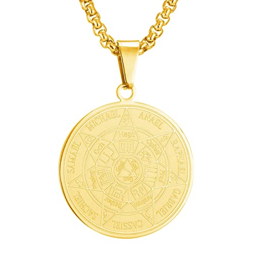 AFSTALR Collier Talisman de Médaille Sceau des 7 Archanges pour Homme Femme Talisman Pentagramme de Salomon Amulette de Protection Magique…