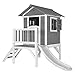 AXI Maison Enfant Beach Lodge XL en Gris avec Toboggan en Blanc | Maison de Jeux en Bois FFC pour Les Enfants | Maisonnette / Cabane de Jeu pour Le Jardin