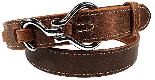 Hoof Pick Style Leather Belt, 100% Solid Leather Belt, Amish Made by Hand in Lancaster, PA (Distressed Brown, Silver Buckle, 42)