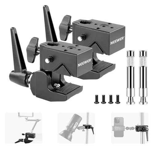 NEEWER 2個 スーパークランプ 5/8 "スタッド、スプリングロック、2.4"/6cmジョーグリップ付き 頑丈なカニポールクランプ 平面/丸型表面用 写真スタジオカメラ&照明マウント用 最大荷重15kg UA017の商品画像（Amazon）