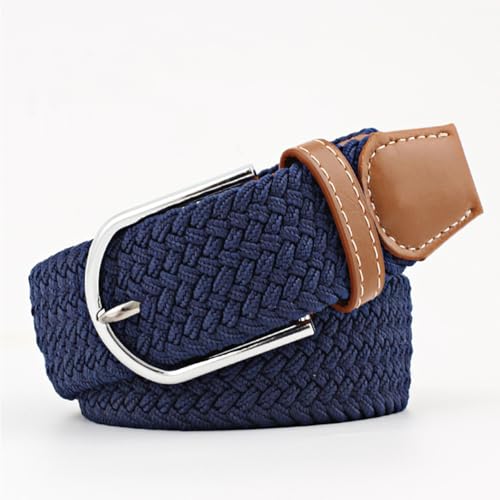 Elastic Braided Belt for Men & Women - Stretch Woven Casual Belt with Rounded Metal Buckle