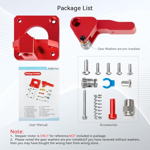 REDREX Extrusora Dual Gear Ender 3 com Duas Arruelas Kit de Atualização do Alimentador de Unidade de