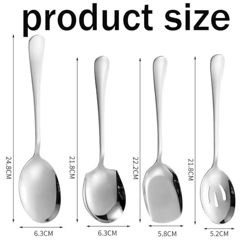 BAIYSFFG Serving Spoons Large,4 Pcs Stainless Steel Buffet Serving Spoon Long Handle Soup Spoons Cooking Spoon Kitchen Tool for Serving Kitchen Cooking Restaurant Banquet - Image 3