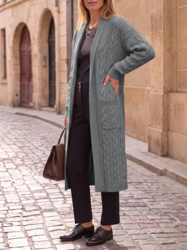 Image of Womens Long Sleeve Cardigan Sweaters Oversized Open Front Maxi Coat | Trendy Casual,Lapel,Knitted Coatigan,Soft Warm,Overcoat Pocket,2026 Fall Winter,Work Office,Going Out