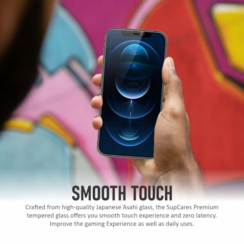 Image of SupCares Privacy Tempered Glass for iPhone 12 Pro Max (6.7 Inch) With Installation Kit | Military-Grade Gorilla Screen Protector | Edge to Edge Coverage | Black