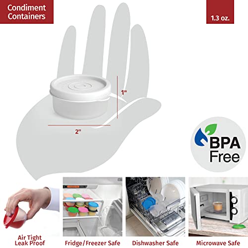 Condiment Cups Containers With Lids- 8 Pk. 1.3 Oz.salad Dressing Container To Go Small Food Storage Containers With Lids- Sauce Cups Leak Proof Reusable Plastic Bpa Free For Lunch Box Picnic Travel #TOP4