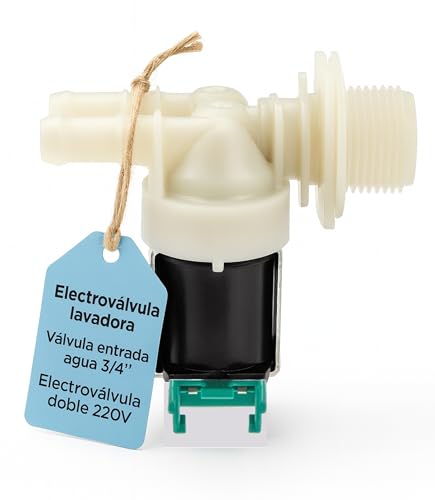 RECAMBIOS DREYMA Electroválvula Doble 2 Vías 220V Salida 180° Compatible con Balay Neff Siemens AEG 00171261 00428210 Rosca 3 4 Modelo: WAE24460EP/01 Serie Eurowasher