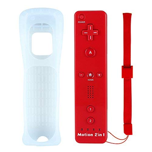 Lavuky Remote Plus Control for Wii/Wii U, WR06 Wii Motion Plus Remote with Silicone Case and Wrist Strap -Red(3rd-Party Product)
