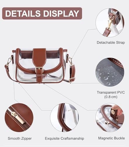 Image of Clear Bag for Stadium Events, Stadium Approved Clear Crossbody Bag for women,Waterproof Saddle bag for Concert