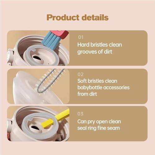 Image of 3 in 1 Cup Lid Cleaning Brush, 2025 New Multifunctional Water Bottle Cleaner Brush Set for Bottle Gap Tight Spaces Cup, Portable Cup Lid Gap Cleaner, Home Kitchen Crevice Brush Tools