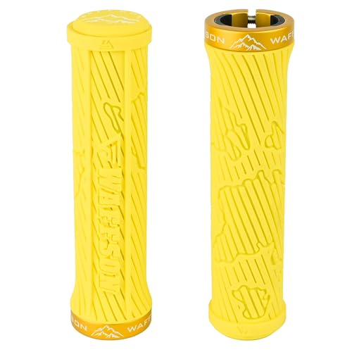 WFS World Map MTB Lock-on Grips – Abrazaderas de Manillar Ergonómicas Antideslizantes de Bicicleta de Montaña de Pinza Única – Amortiguación de Vibraciones Cómodas para Trail, Enduro, Descenso