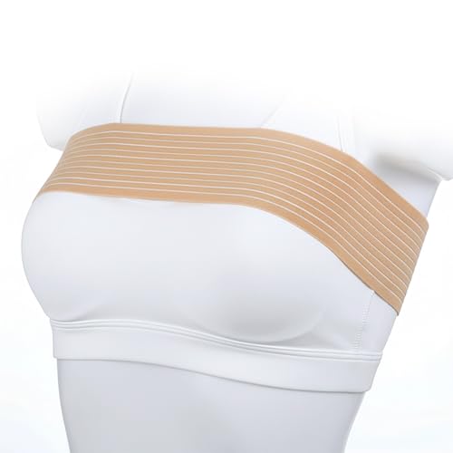 Breast Implant Stabilizer Band, Elastic Chest Compression Band Chest Support Strap Wrap Breast Augmentation Reduction Strap Post Surgery Bra Belt for Women Sports Adjustable Bra Alternative (Beige)