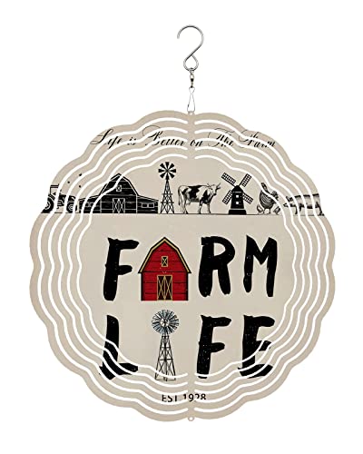 Wind Spinners for Yard and Garden Life is Always Better On The Farm Chickens Pig Barn Windmill Tractor 3D Hanging Wind Spinner Stainless Steel Outdoor Wind Mill Metal Wind Sculptures 10 Inch