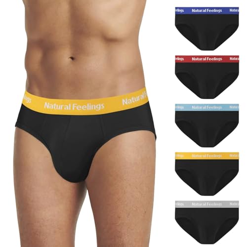 Natural Feelings Slips Herren Unterhosen Herren Slip aus weicher Baumwolle Herren Unterhose Pant Unterwäsche XL, B:Schwarz