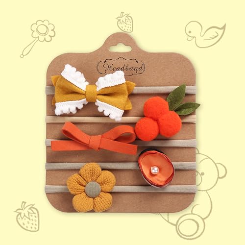 Image of POLKA TOTS Baby Hairbands for Kids Girl | Cute Stretchable Hair Bands for Baby Girls | Kids Hair Accessories | Elastic Infant Hairband | Toddler Hair Clips (Pack of 5)
