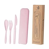 Aymzbd Family BBQ Cutlery Kit with Carry Case for Outdoor Use, Pink