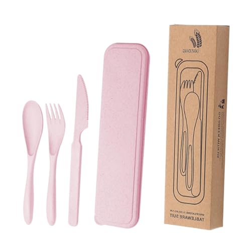 Aymzbd Family BBQ Cutlery Kit with Carry Case for Outdoor Use, Pink