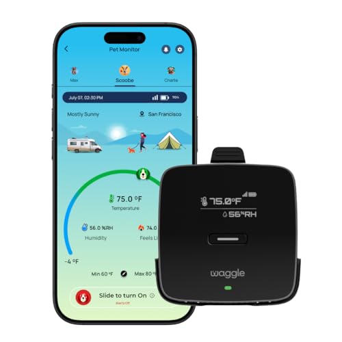Waggle 4G Pet Temperature Monitor &ndash; No Wi-Fi Needed, Real-Time App/SMS/Email Alerts - RV, Car & Home Safety Device with Power-Outage Notifications, Rechargeable Battery &ndash; Subscription Required