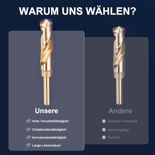 Runihorn Metallbohrer HSS 13,5mm, Spiralbohrer Metall, mit Reduziertem Schaft 10 mm, für Metall, Edelstahl und Eisen(1 Stück)