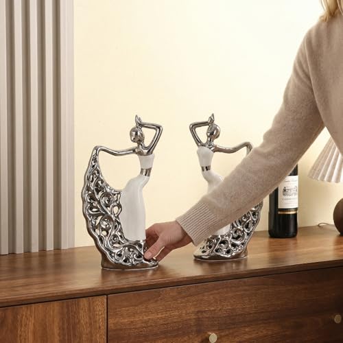 Estatuas de cerámica 2 piezas figura mujer bailarina decorativa miniatura 5