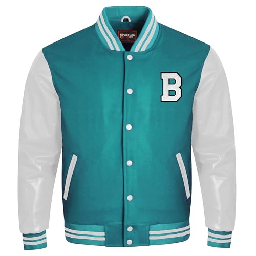 Premium Varsity Jacket 100% Wool & Cowhide Leather Sleeves B Patch College Style Custom Colors