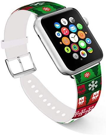 Ecute Wristbands Compatible with Apple Watch 49mm 48mm 45mm 44mm 42mm,Soft Leather Band Strap for iWatch Ultra SE Series 8 7 6 5 4 3 2 1 - Red Green Tree
