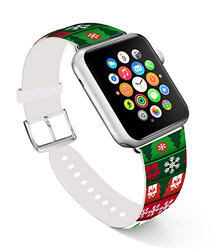 Ecute Wristbands Compatible With Apple Watch 49Mm 48Mm 45Mm 44Mm 42Mm,Soft Leather Band Strap For Iwatch Ultra Se Series 8 7 6 5 4 3 2 1 - Red Green Tree #TOP3