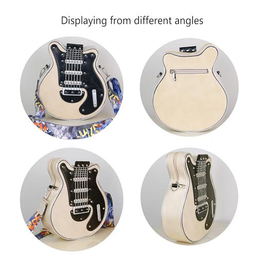 Trendy Guitar Shaped Medium Vegan Leather Crossbody Bag Purse2