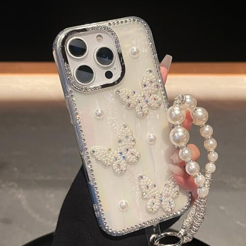 Étui antichoc iPhone 16 silicone paillettes pour éviter les chutes avec chaînette