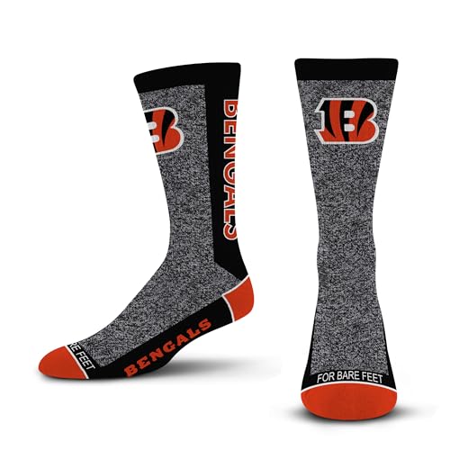 For Bare Feet NFL CINCINNATI BENGALS Marble MVP Crew Sock Team Color LARGE