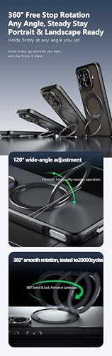 Image of Compatible with Xiaomi 17T Case Cover,Compatible with Xiaomi 17T 5G 2602DPT53G 2602DPT53I Built-in 360Rotating Magnetic Mount Matte Translucent Phone Protective Case Black