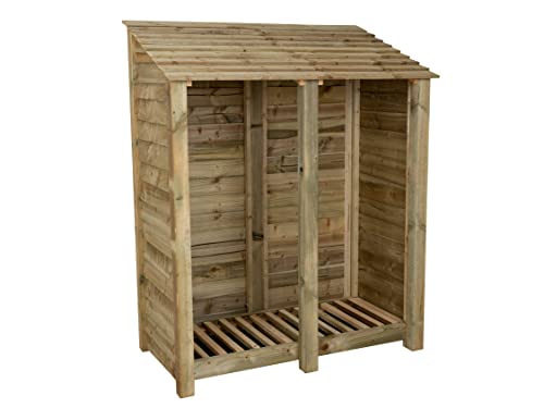 Wooden log store 6ft (W-146cm, H-180cm, D-88cm), natural finish (Without kindling shelf)