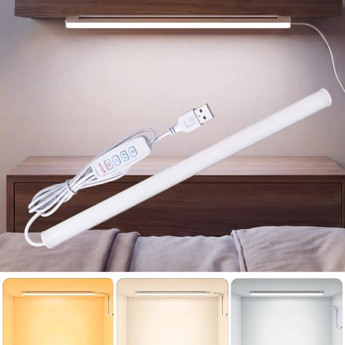 Image of Hoteon Under Cabinet Light, 40cm /16inch USB Batten Light with 3 Color Modes | 3000K /4000K /6000K Color Temprature Adjustable, 10 Brightness Levels, LED Tube Light for Wardrobe, Cabinet, Bookshelf, Desk